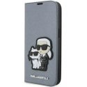 Dėklas Karl Lagerfeld Apple iPhone 14 Pro Max 6.7 Saffiano Karl&Choupette bookcase Sidabrinis Dėklas Karl Lagerfeld Apple iPhone 14 Pro Max 6.7 Saffiano Karl&Choupette bookcase Sidabrinis
