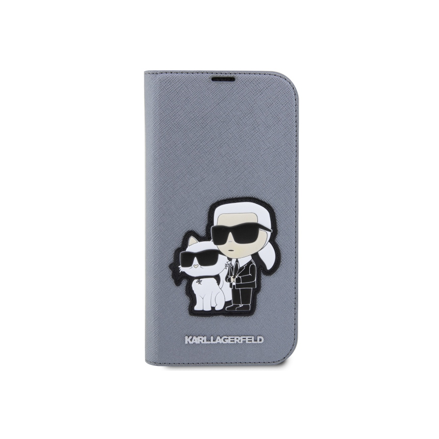Case Karl Lagerfeld Apple iPhone 14 Pro Max 6.7 Saffiano Karl&Choupette bookcase Silver – 4