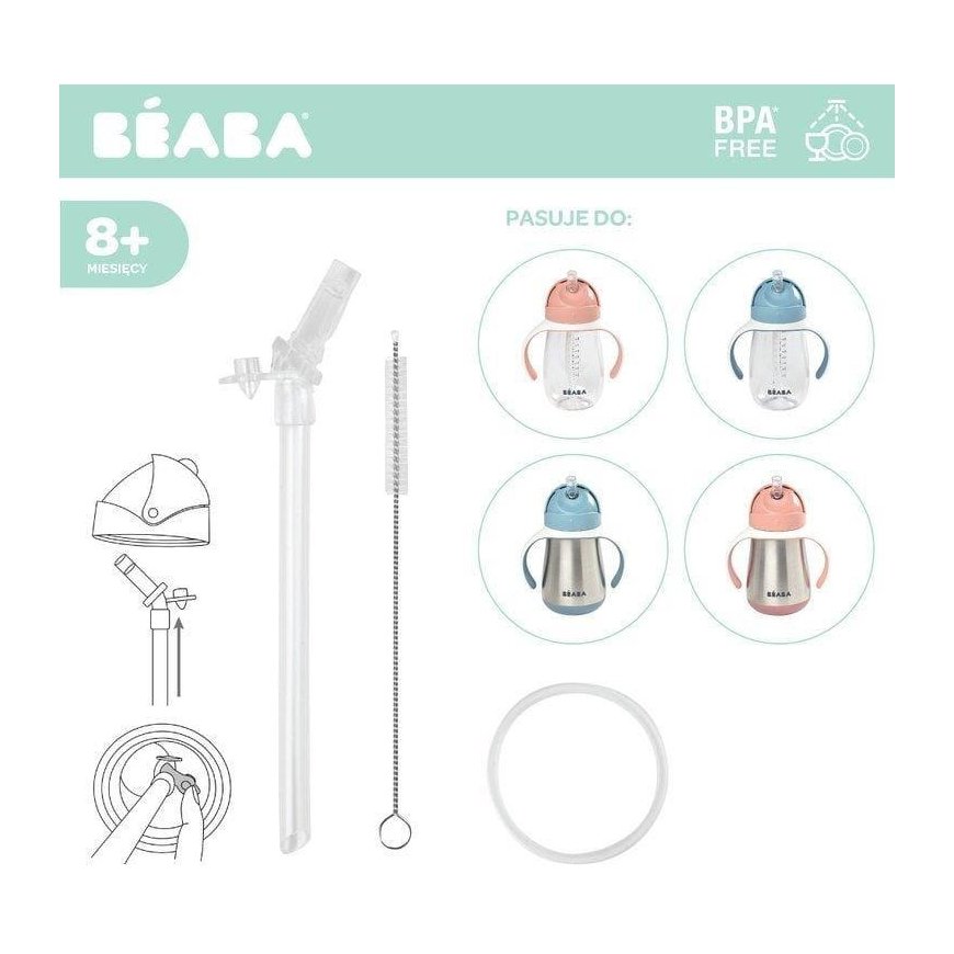 BEABA DRINKS WITH STRAW, 250 AND 300 ML, SPARE SET – 2