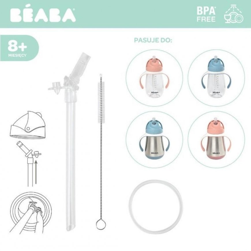BEABA DRINKS WITH STRAW, 250 AND 300 ML, SPARE SET – 4