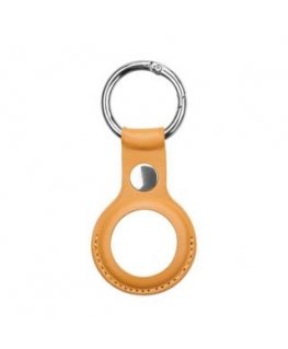 iLike Apple AirTag PU Leather Key Ring Keychain Case Light Brown
