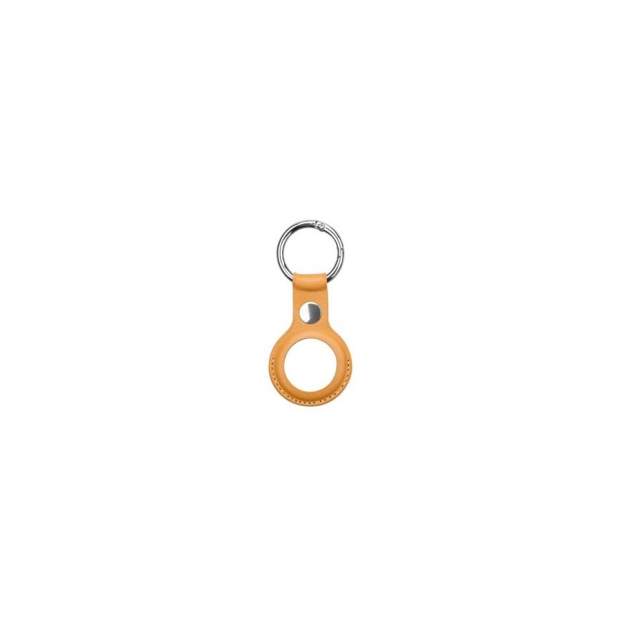 iLike Apple AirTag PU Leather Key Ring Keychain Case Light Brown