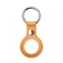 iLike Apple AirTag PU Leather Key Ring Keychain Case Light Brown