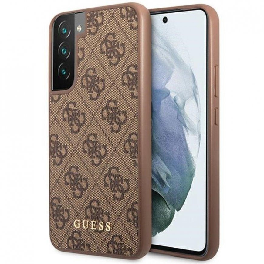 Guess case for Samsung Galaxy S23 GUHCS23SG4GFBR brown hardcase 4G Metal Gold Logo