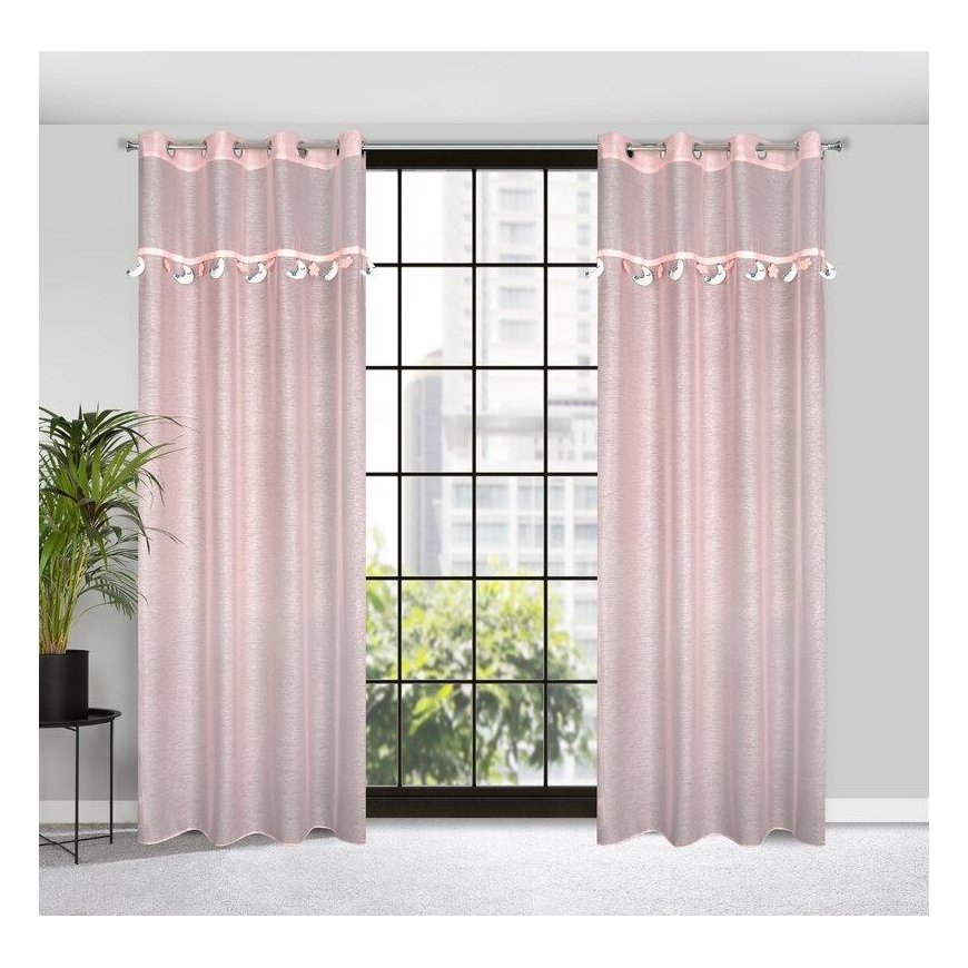Euro curtains FIR/MOON/2/PINK 140X250 – 2