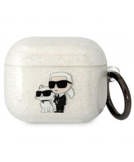 Headphones for Karl Lagerfeld Airpods 3 KLA3HNKCTGT transparent Gliter Karl&Choupette