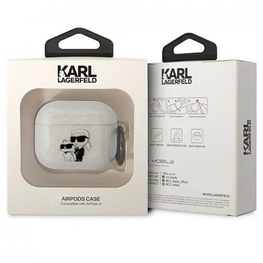 Headphones for Karl Lagerfeld Airpods 3 KLA3HNKCTGT transparent Gliter Karl&Choupette – 2