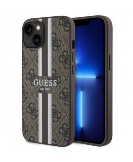 Karl Lagerfeld Guess case for iPhone 14 6.1" GUHMP14SP4RPSW brown harcase Magsafe 4G Printed Stripes