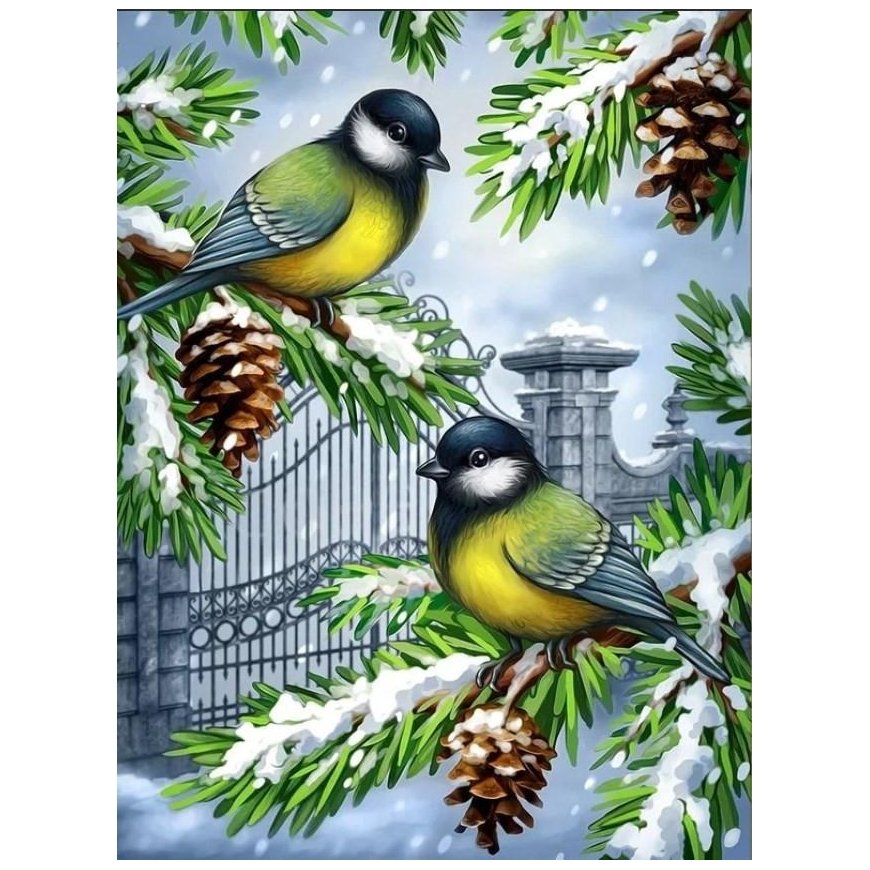 Beldizart Blue birds in winter 30*40 cm AM1892