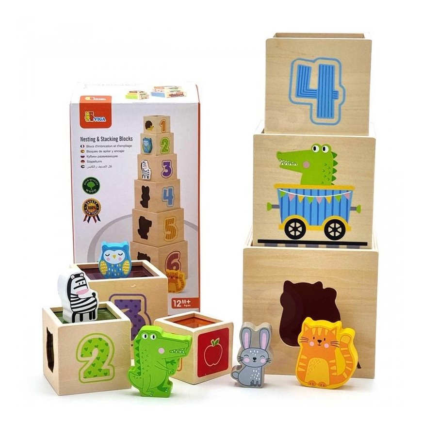 Viga Toys VIGA wooden pyramid puzzle block sorter – 2