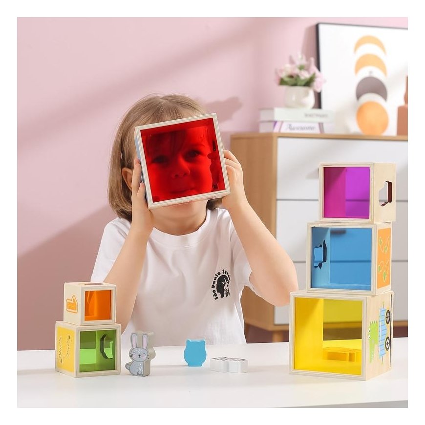 Viga Toys VIGA wooden pyramid puzzle block sorter – 5