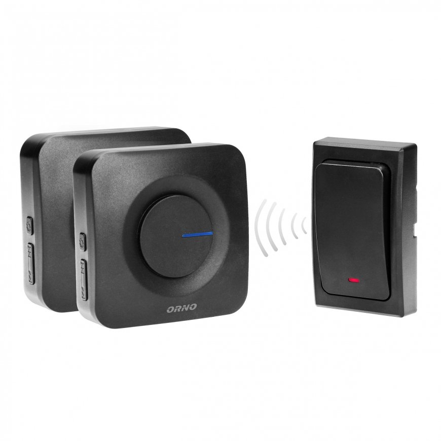 Orno Bell Bellaidis ONDO 2 AC Mains With 2 Receivers 1 Button Battery Free Learning System 36 Sounds 200m Black