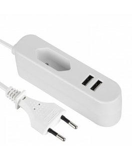 Electraline 70047 Universālais Adapteris 1p 2xUSB / 2.4A / 1.5m