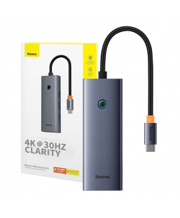 5-in-1 Hub Baseus UltraJoy Series USB-C to HDMI4K@30Hz+3xUSB 3.0+1xPD (grey)
