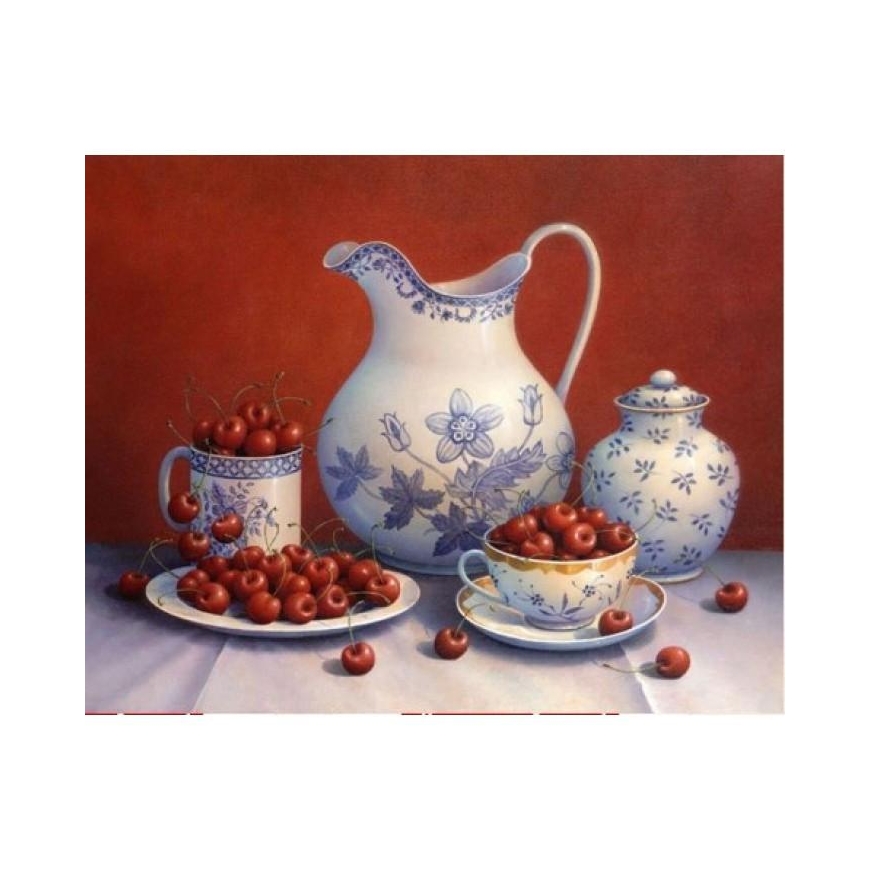 Beldizart (Nebegaminamas) Deimantų tapybos rinkinys Vyšnių natiurmortas 50х40 cm AZ-1376