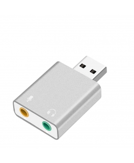 RoGer USB Аудио картa с микрофонным входом / Virtual 7.1 / серебряный