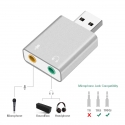RoGer USB Audio card with microphone input / Virtual 7.1 / silver RoGer USB Audio card with microphone input / Virtual 7.1 / silver