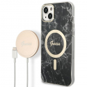 Guess set case + charger for iPhone 14 Plus 6,7" GUBPP14MHMEACSK black hard case Marble MagSafe Guess set case + charger for iPhone 14 Plus 6,7" GUBPP14MHMEACSK black hard case Marble MagSafe