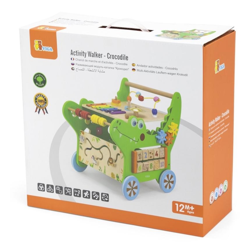 Vigan Viga Toys VIGA Wooden Educational Pusher Crocodile 12in1 – 4