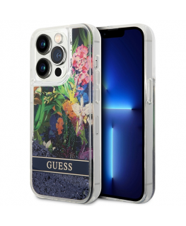 Guess Liquid Glitter Flower do iPhone 14 Pro Max (blue)