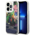 Guess Liquid Glitter Flower do iPhone 14 Pro Max (mėlynas)