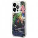 Guess Liquid Glitter Flower do iPhone 14 Pro Max (mėlynas)
