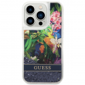 Guess Liquid Glitter Flower do iPhone 14 Pro Max (mėlynas)
