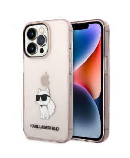 Karl Lagerfeld dėklas, skirtas iPhone 14 Pro Max 6,7" KLHCP14XHNCHTCP rožinis kietas dėklas Glitter Choupette Patch
