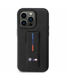 BMW case for iPhone 14 Plus 6.7" BMHCP14M22GSLK black hardcaseGrip Stand Hot Stamp PU