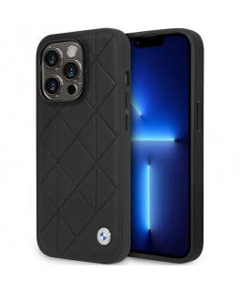 Case BMW BMHCP14L22RQDK iPhone 14 Pro 6.1" black/black Leather Quilted