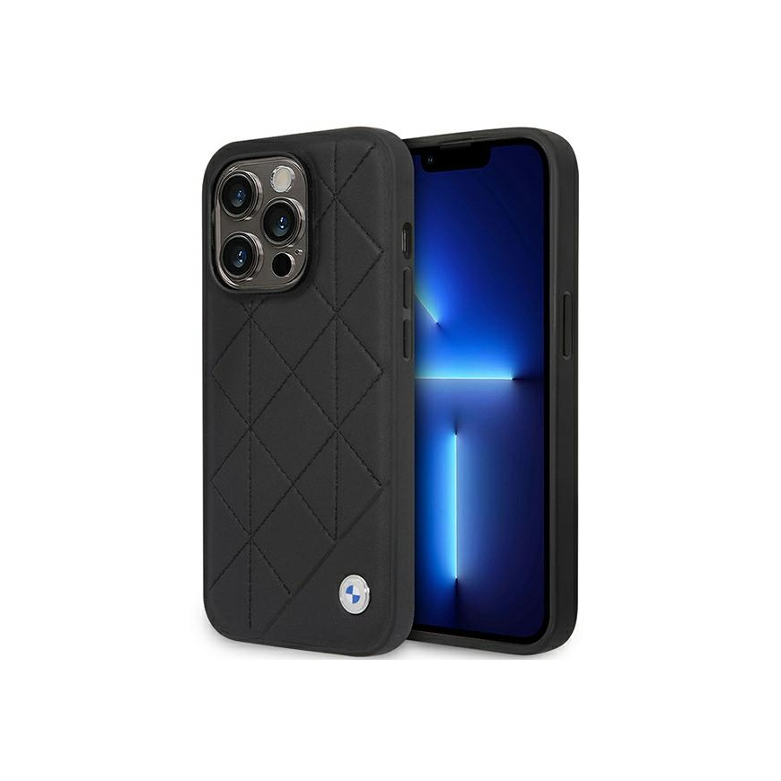Case BMW BMHCP14L22RQDK iPhone 14 Pro 6.1" black/black Leather Quilted