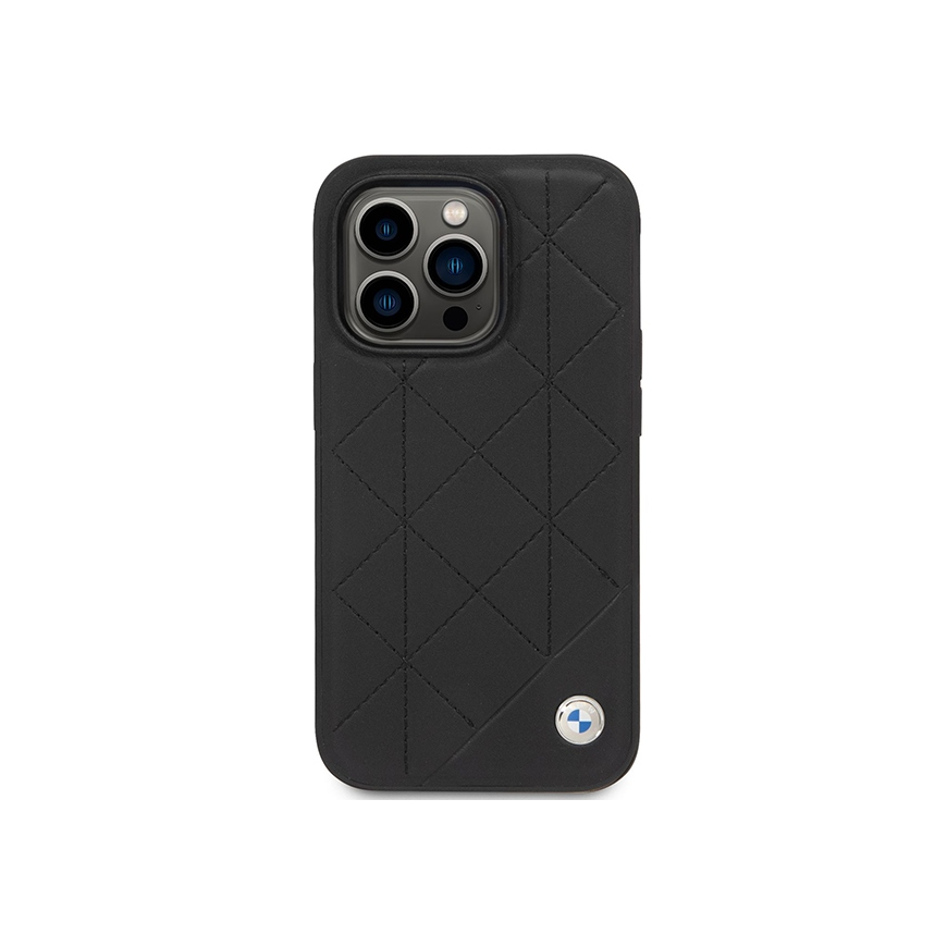 Dėklas BMW BMHCP14L22RQDK iPhone 14 Pro 6,1" juoda/juodas Leather Quilted – 3