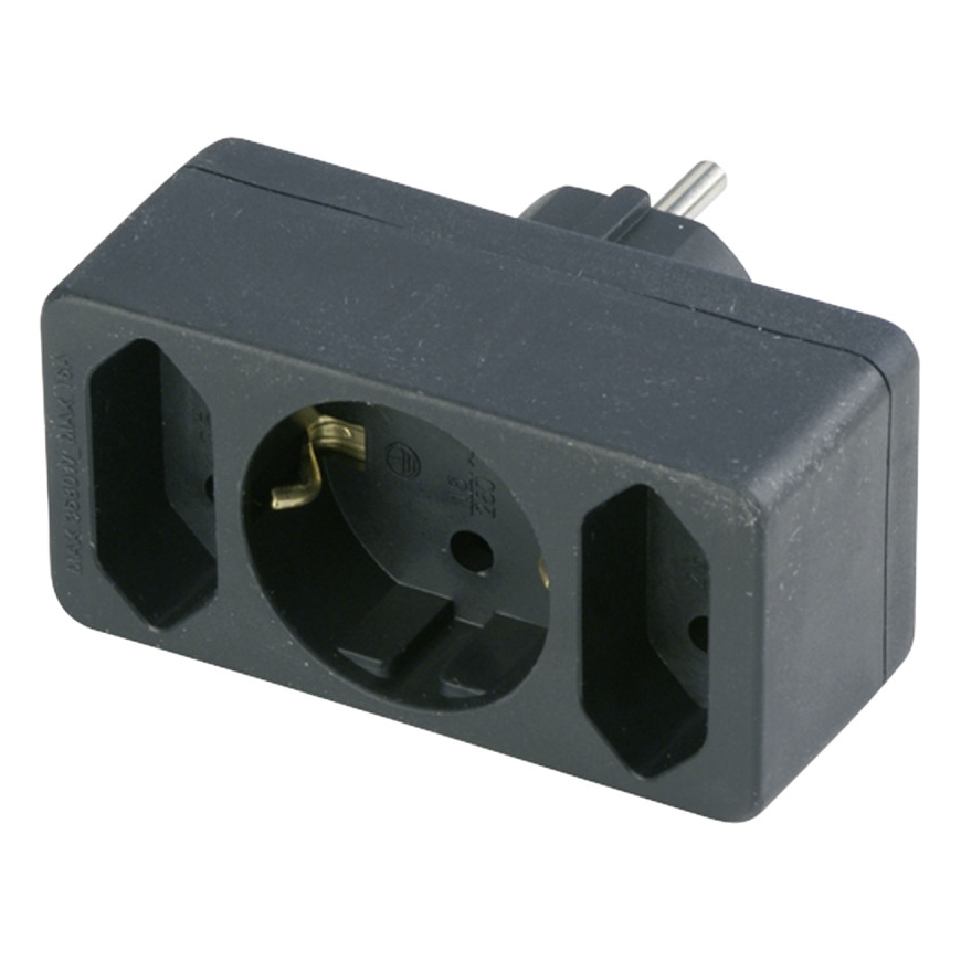 REV transition plug 2-fold + 1 Safety contact black