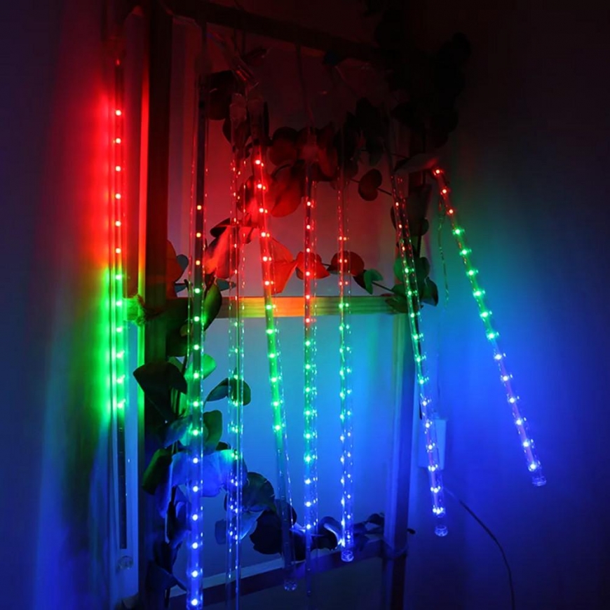 Ceiling Light Maclean MCE411 LED Solar Fairy Lights String 144 LED RGB Battery IP44 Icicle Christmas Tree – 2