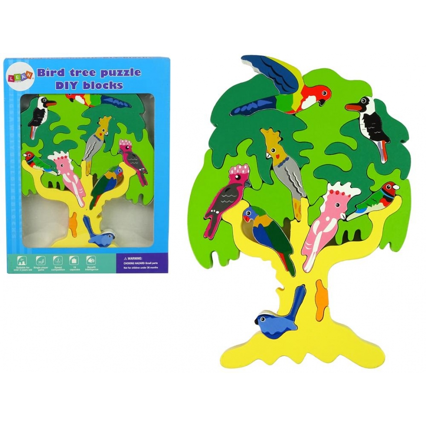Lean Cars Puzzle LeanToys Wooden Trees Birds Parrots DIY Building Blocks Wooden Puzzles – 2