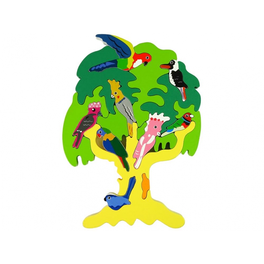Lean Cars Puzzle LeanToys Wooden Trees Birds Parrots DIY Building Blocks Wooden Puzzles – 3