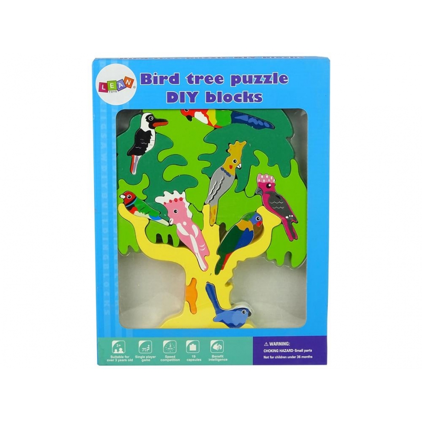 Lean Cars Puzzle LeanToys Wooden Trees Birds Parrots DIY Building Blocks Wooden Puzzles – 4
