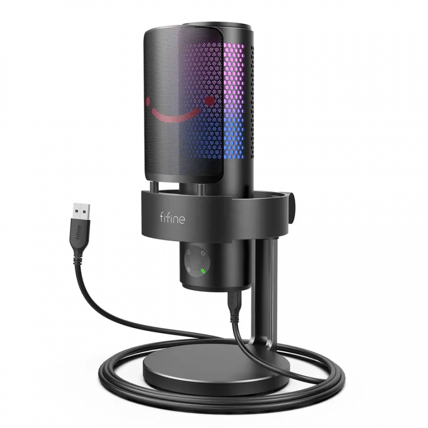 Fifine A9 RGB Gaming Microphone | podcasts | streams | tripod | black