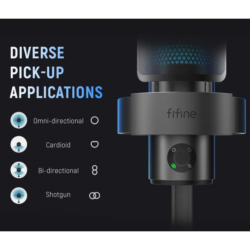 Fifine A9 RGB mikrofonas žaidimams | podcast'ai | upeliai | trikojis | juodas – 2