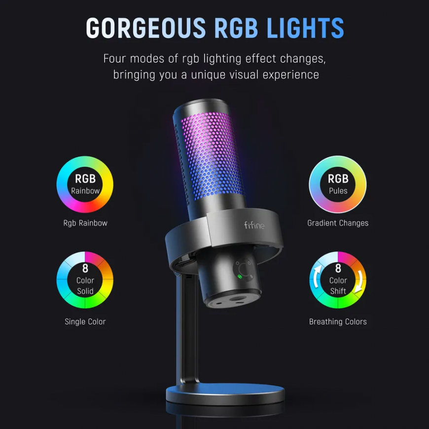 Fifine A9 RGB Gaming Microphone | podcasts | streams | tripod | black – 4