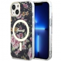 Guess Case for iPhone 14 6.1" GUHMP14SHCFWSK Black Hard Case Magsafe IML Flower Guess Case for iPhone 14 6.1" GUHMP14SHCFWSK Black Hard Case Magsafe IML Flower
