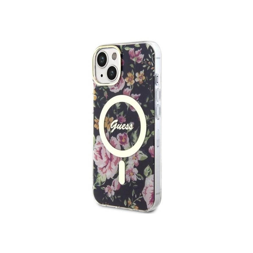 Guess dėklas, skirtas iPhone 14 6,1" GUHMP14SHCFWSK juodas kietas dėklas Magsafe IML Flower – 2