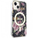 Guess dėklas, skirtas iPhone 14 6,1" GUHMP14SHCFWSK juodas kietas dėklas Magsafe IML Flower Guess dėklas, skirtas iPhone 14 6,1" GUHMP14SHCFWSK juodas kietas dėklas Magsafe IML Flower