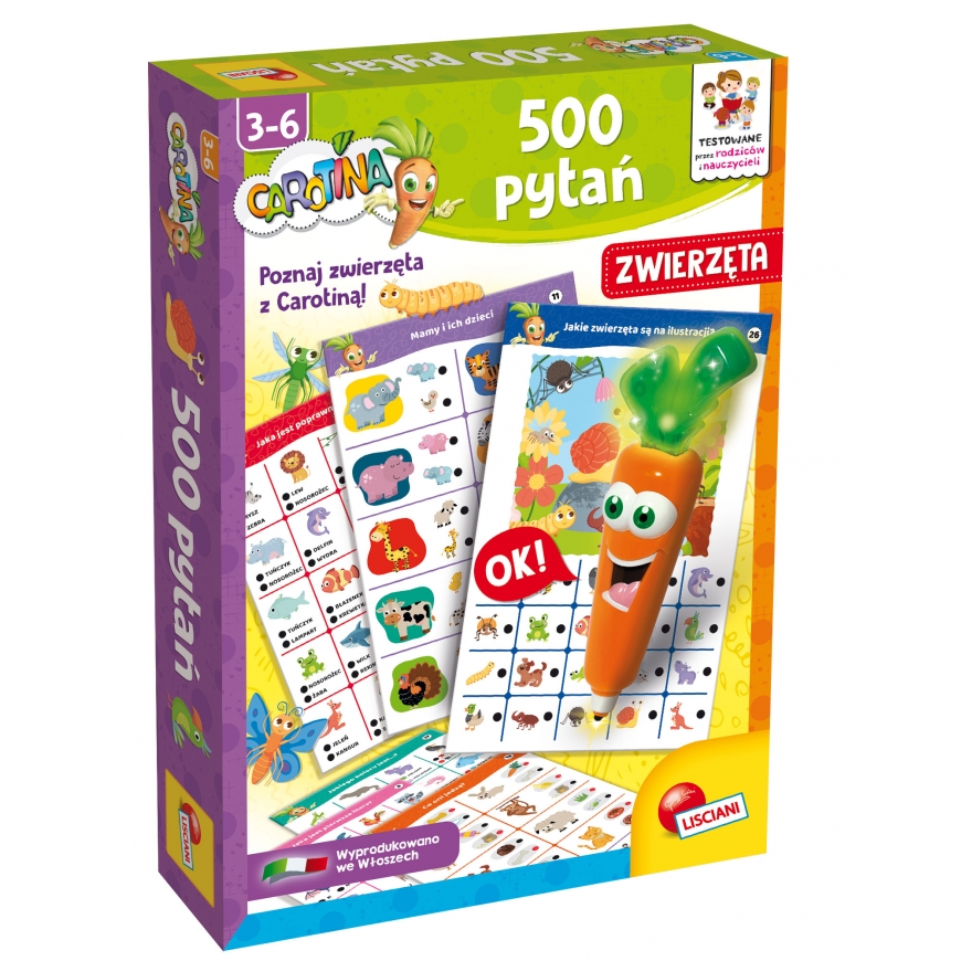 Puzzle Lisciani Gra carotina 500 questions - animals – 2