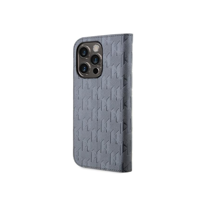 Karl Lagerfeld Case for iPhone 14 Pro 6.1" KLBKP14LSAKLHPG Silver BT Saffiano Mono – 2