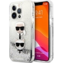 Karl Lagerfeld KLHCP13XKICGLS iPhone 13 Pro Max 6.7 inch Silver/Silver Hard Case Liquid Glitter Karl&Choupette Head Karl Lagerfeld KLHCP13XKICGLS iPhone 13 Pro Max 6.7 inch Silver/Silver Hard Case Liquid Glitter Karl&Choupette Head