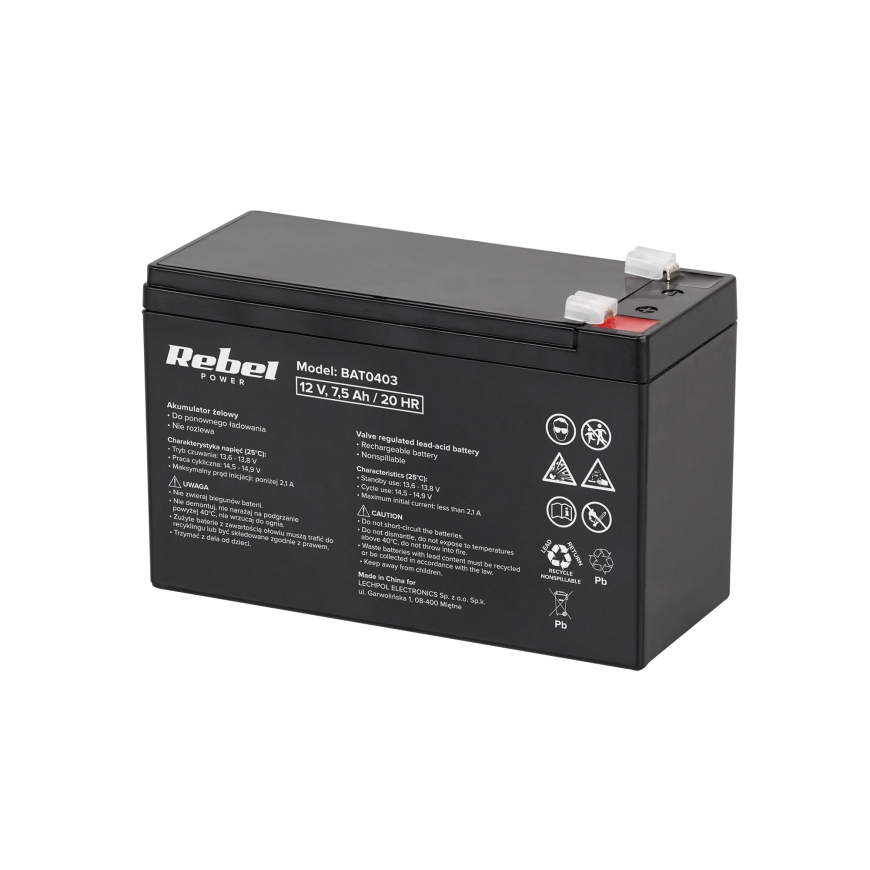 Lead battery Rebel 12V 7.5Ah – 2