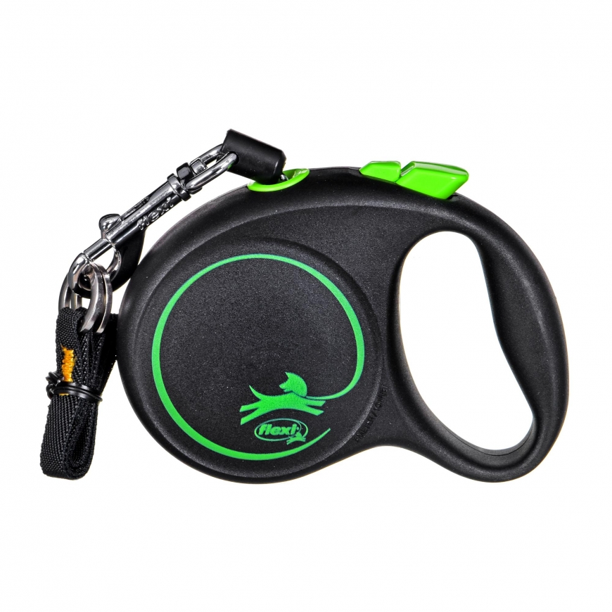 Flexi Black Design XS leash for dogs up to 8kg, rope 3m green color – 2