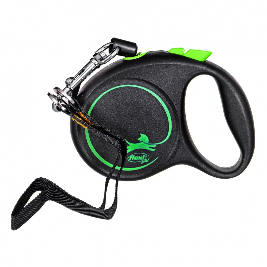 Flexi Black Design XS leash for dogs up to 8kg, rope 3m green color – 3