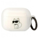 Ausinės Karl Lagerfeld etui skirta Airpods Pro KLAPHNCHTCT baltas Ikonik Choupette